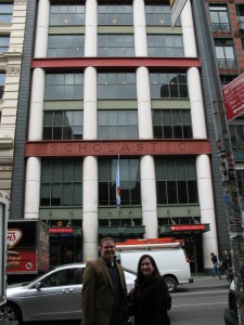 Mary and me in front of the Scholastic building